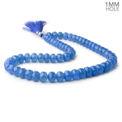 8-10mm Santorini Blue Chalcedony faceted rondelles 16 inch 60 large hole beads