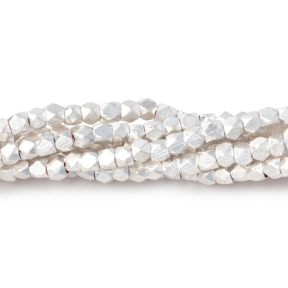 3mm Brushed Faceted Nugget Beads