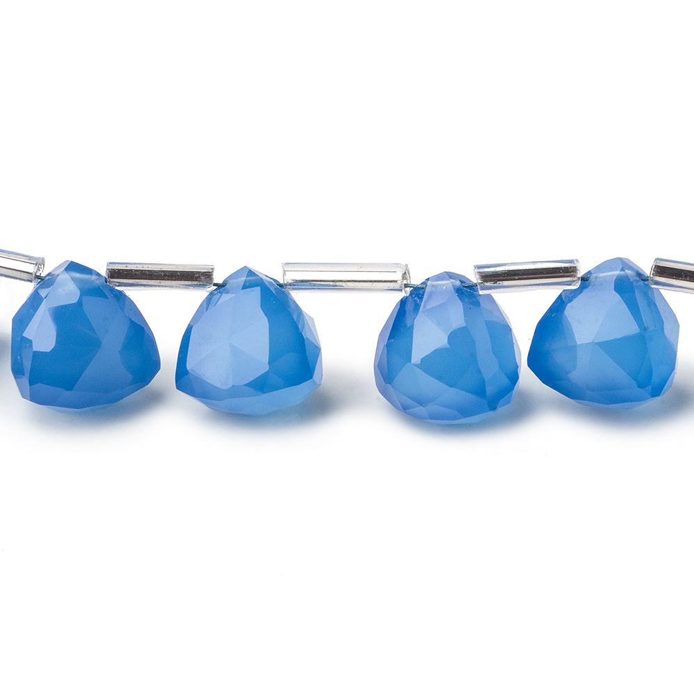 9mm Santorini Blue Chalcedony top drilled faceted trillions 8 inch 17 beads
