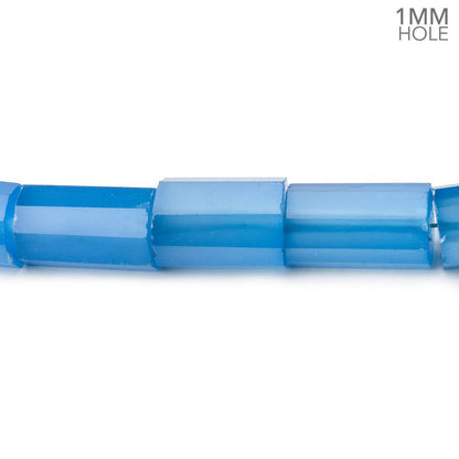6x8-7x12mm Santorini Blue Chalcedony faceted tubes 16 inch 40 large hole beads