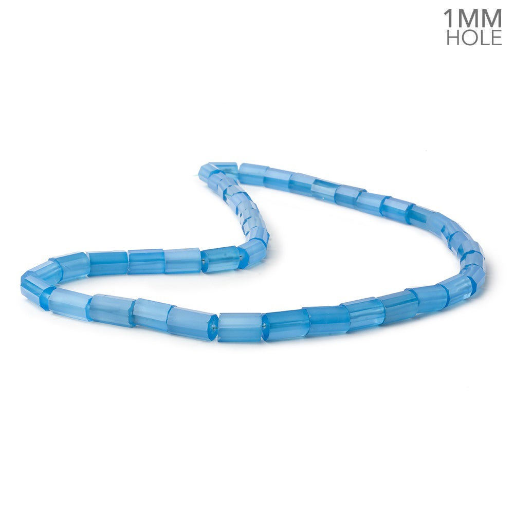 6x8-7x12mm Santorini Blue Chalcedony faceted tubes 16 inch 40 large hole beads