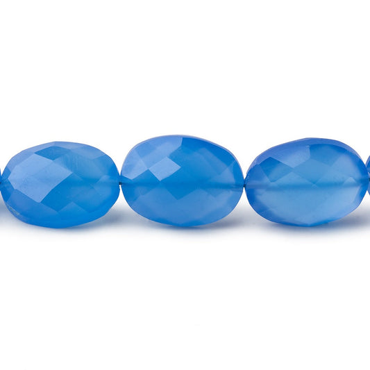 10x13mm Santorini Blue Chalcedony straight drilled faceted ovals 7 inch 15 beads