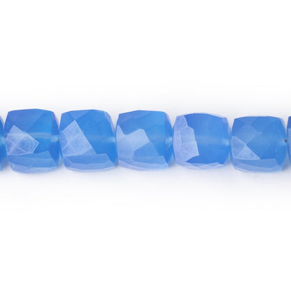 8x8mm Santorini Blue Chalcedony Faceted Cube 8 inch 25 Beads