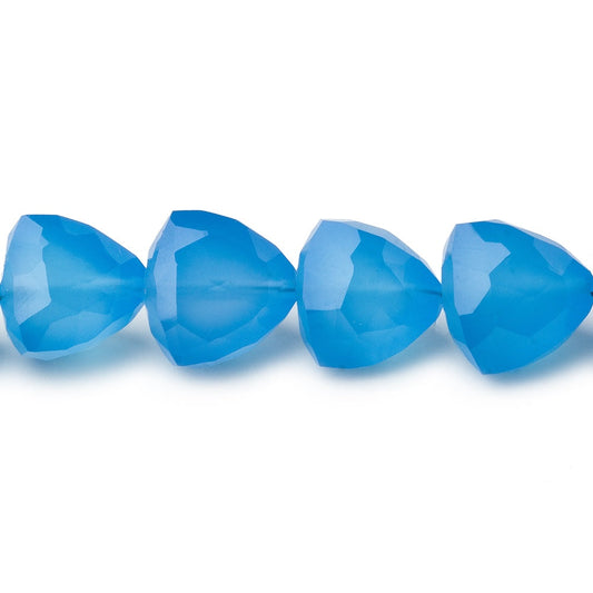8mm Santorini Blue Chalcedony straight drilled faceted trillions 8 inch 26 beads
