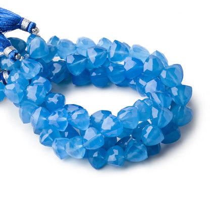 8mm Santorini Blue Chalcedony straight drilled faceted trillions 8 inch 26 beads