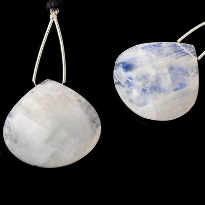 34mm Rainbow Moonstone Faceted Heart Focal Bead 1 piece