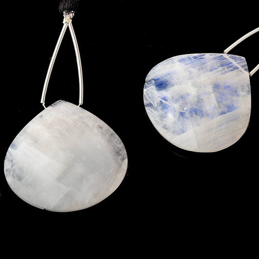 34mm Rainbow Moonstone Faceted Heart Focal Bead 1 piece