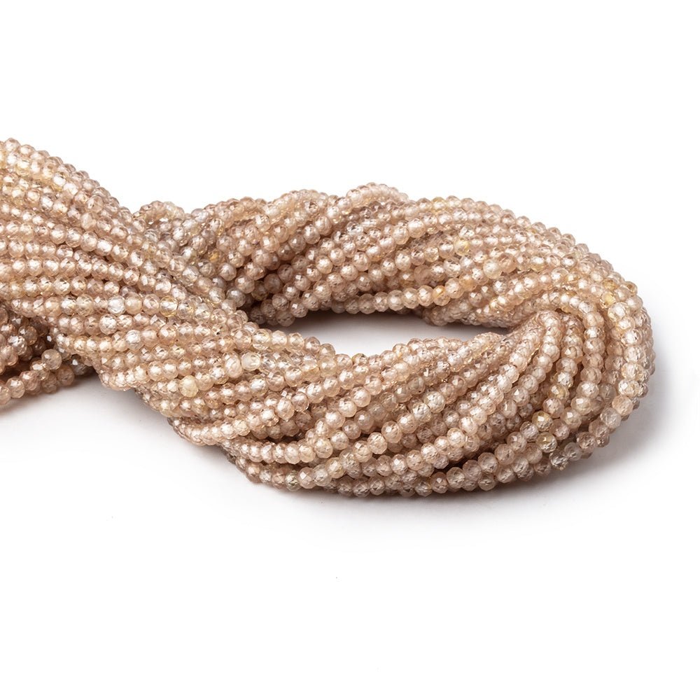 3.4mm Warm Champagne Zircon Micro Faceted Rondelles 12.5 inch 120 Beads AA