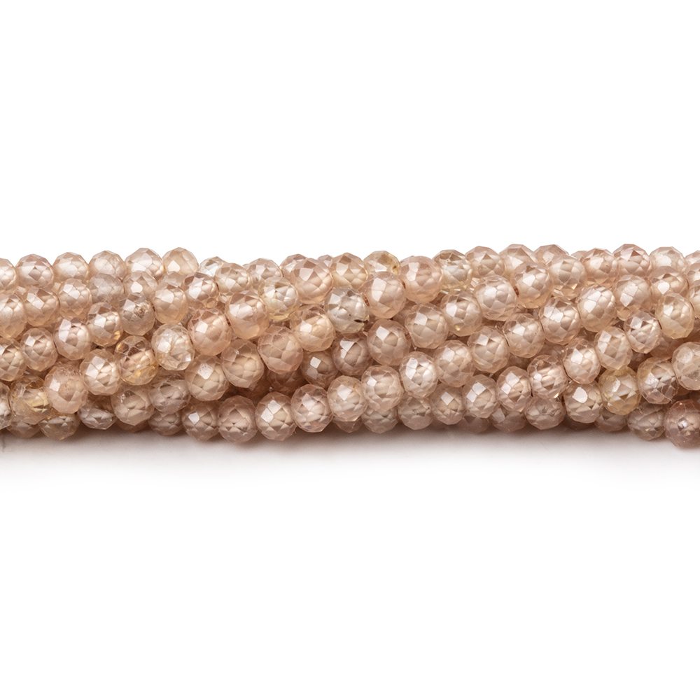 3.4mm Warm Champagne Zircon Micro Faceted Rondelles 12.5 inch 120 Beads AA