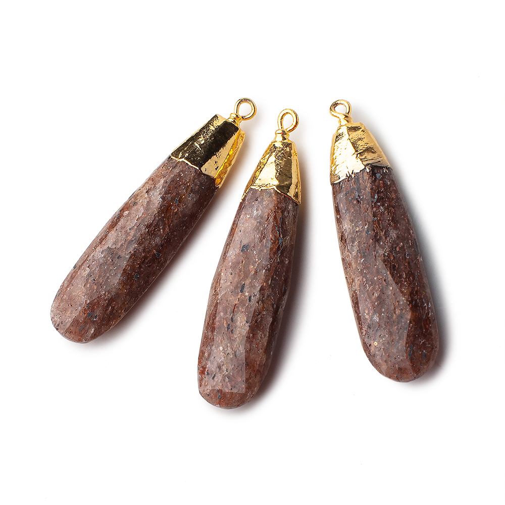 34x10mm Gold Leafed Ferrous Quartz Pear Pendant 1 piece