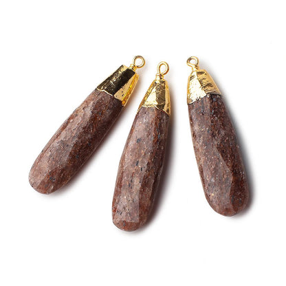 34x10mm Gold Leafed Ferrous Quartz Pear Pendant 1 piece