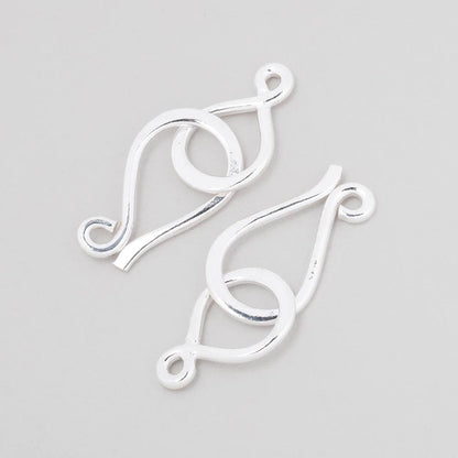 34x12mm Sterling Silver Shiny Hook and Eye Clasp 1 piece