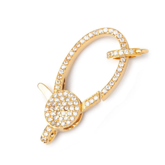 34x15mm Vermeil Pave CZ Lobster Clasp with CZ Ring 1 piece