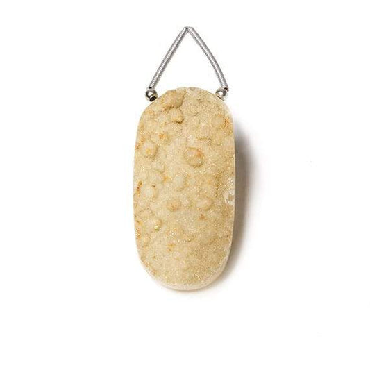 34x17mm Creamy Yellow Agate Drusy Freeform Focal Bead 1 piece