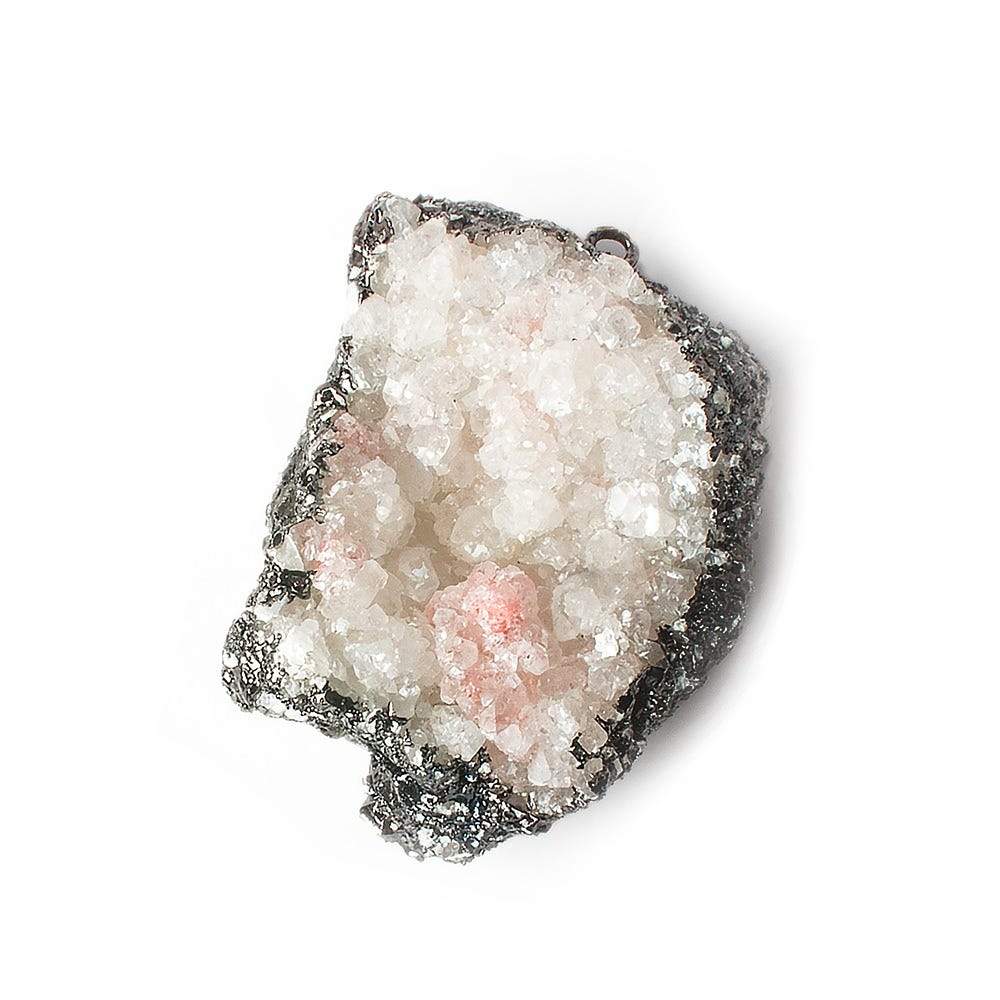 34x25mm Black Gold Leafed Calcite Mineral Crystal Pendant 1 piece