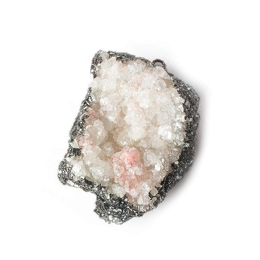 34x25mm Black Gold Leafed Calcite Mineral Crystal Pendant 1 piece