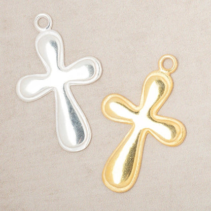34x25mm Groovy Cross Pendant Charm 1 piece