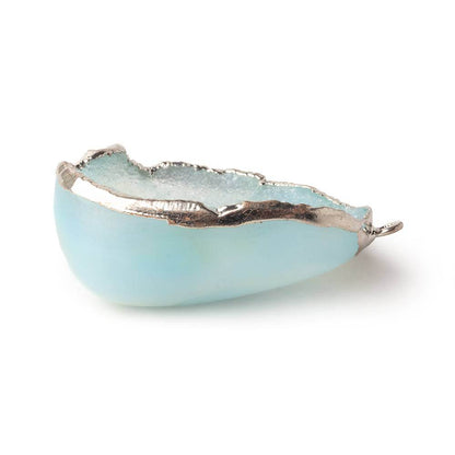 34x25x13mm Silver Leafed Sky Blue Concave Drusy Focal Pendant 1 piece