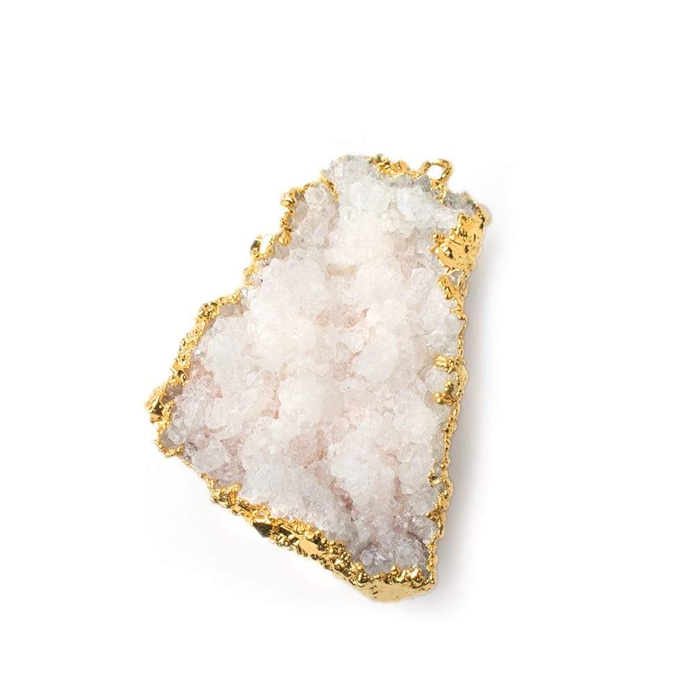 34x27mm 22kt Gold Leaf Edged Calcite Mineral Crystal Pendant 1 piece