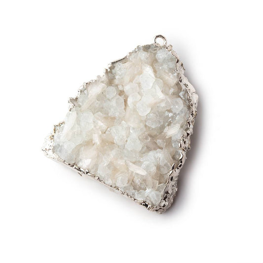 34x32mm Silver Leafed Calcite Mineral Crystal Pendant 1 piece