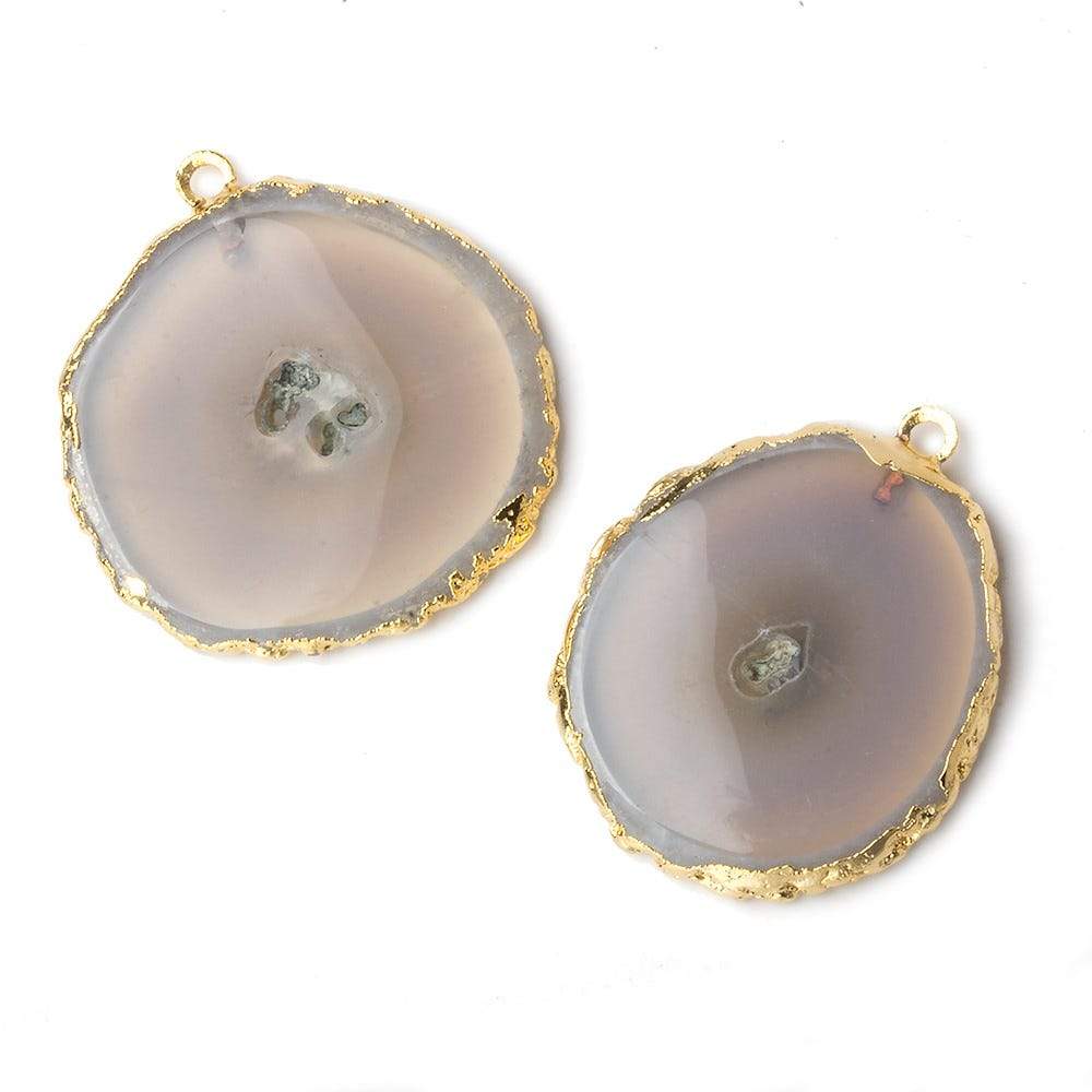 34x33mm Gold Leafed Natural Stalactite Solar Quartz Coin Pendant 1 piece