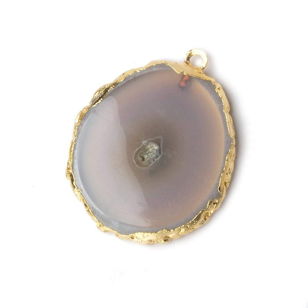 34x33mm Gold Leafed Natural Stalactite Solar Quartz Coin Pendant 1 piece