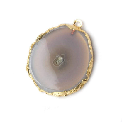 34x33mm Gold Leafed Natural Stalactite Solar Quartz Coin Pendant 1 piece
