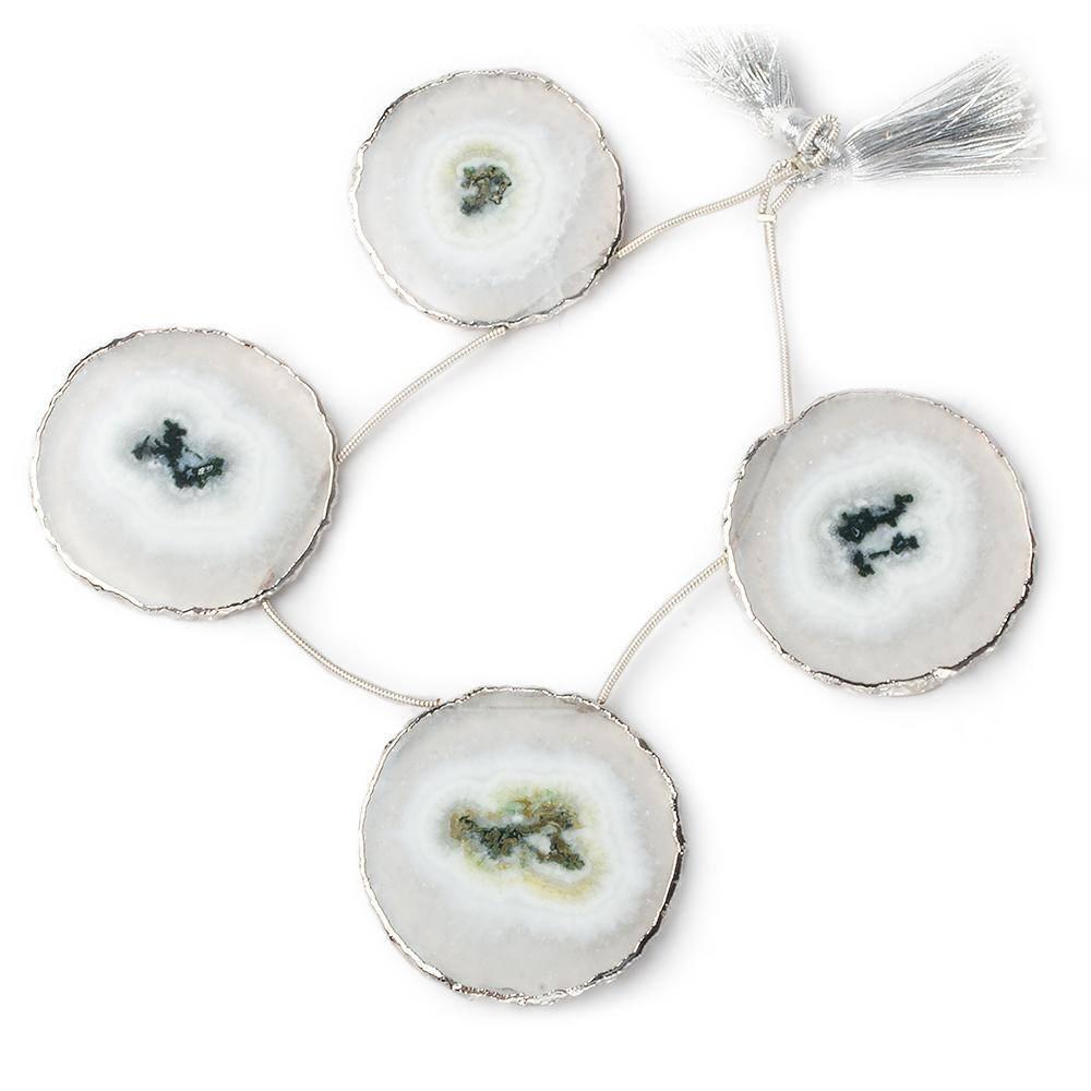 34x34-40x39mm Silver Leafed Solar Quartz Slices AAA Grade 4 pieces