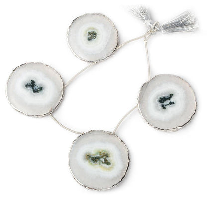 34x34-40x39mm Silver Leafed Solar Quartz Slices AAA Grade 4 pieces