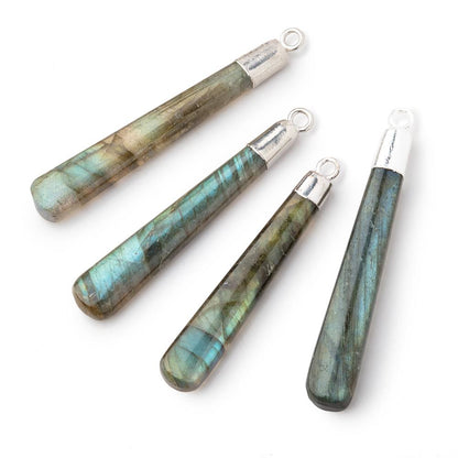 34x6-40x7mm Silver Leafed Labradorite Pear Pendant 1 piece