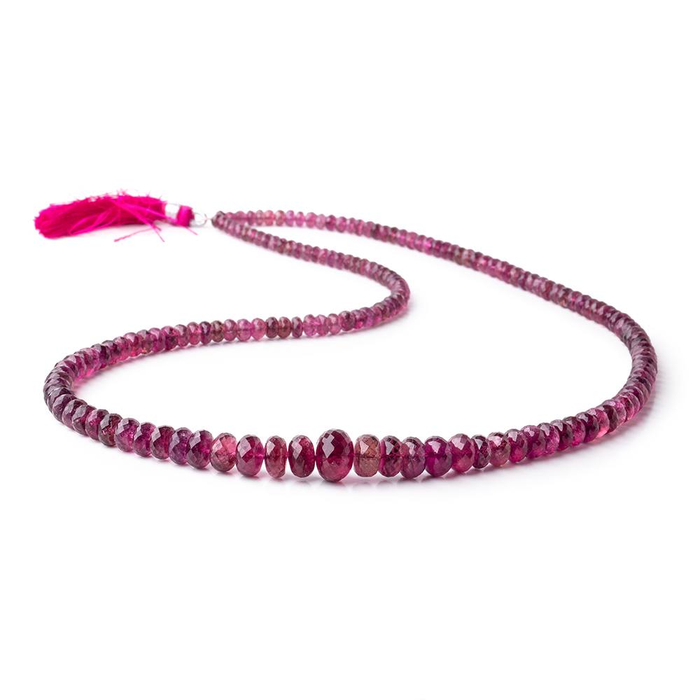 3.5-10mm Rubellite Tourmaline Faceted Rondelle Beads 20 inch 163 pieces AAA