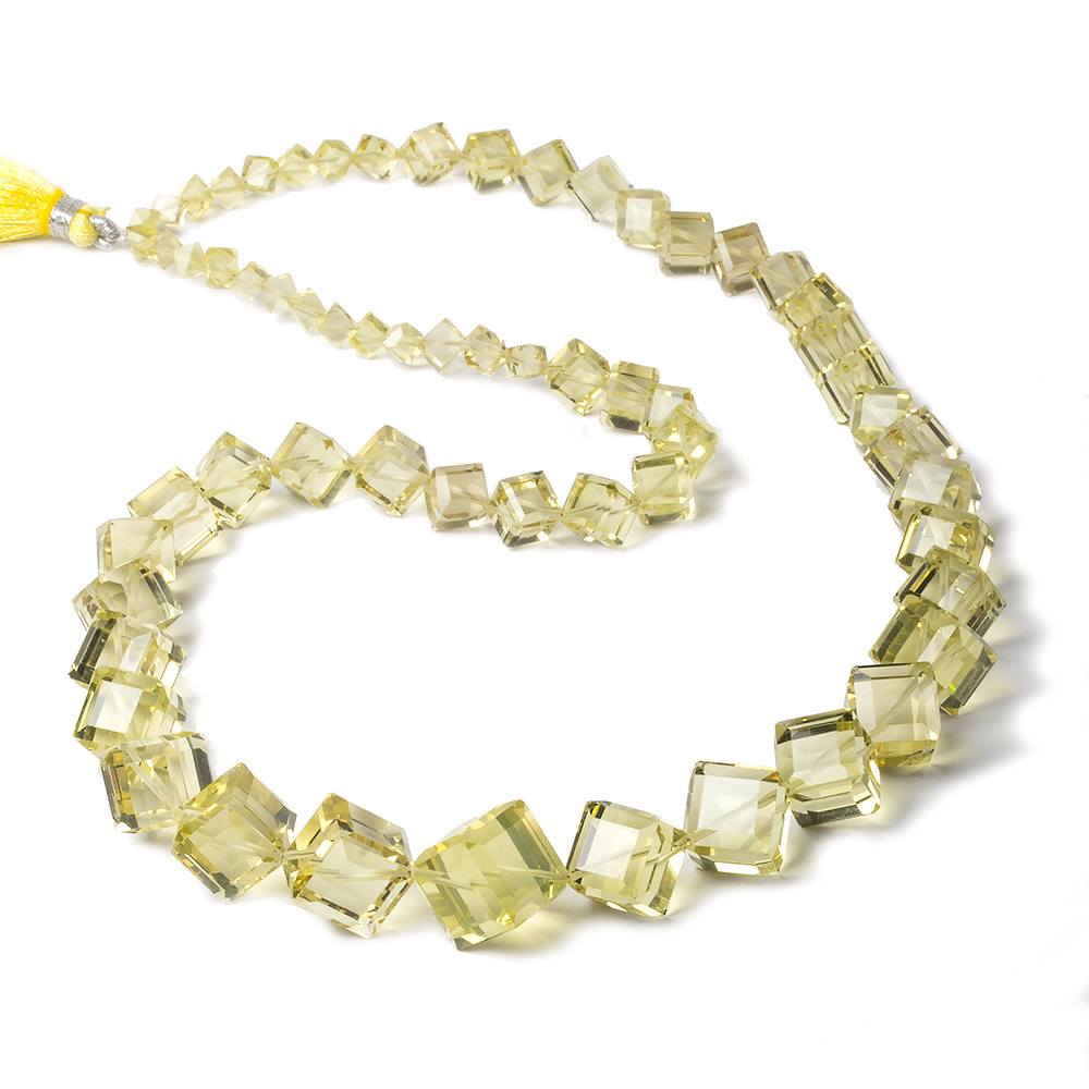 3.5-12mm Lemon Quartz Beveled Edge Cube beads 19 inch 63 pieces