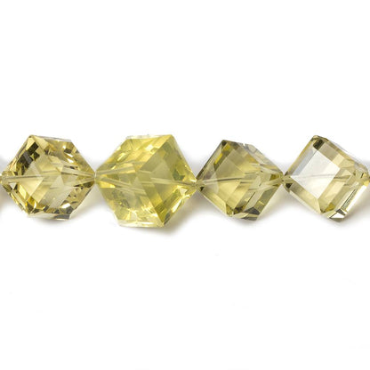 3.5-12mm Lemon Quartz Beveled Edge Cube beads 19 inch 63 pieces