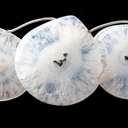 35-44mm Solar Quartz Plain Heart Beads 8 inch 6 pieces