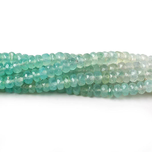 3.5-4.5mm Aqua Green Chalcedony faceted rondelles 18 inches 185 beads AA