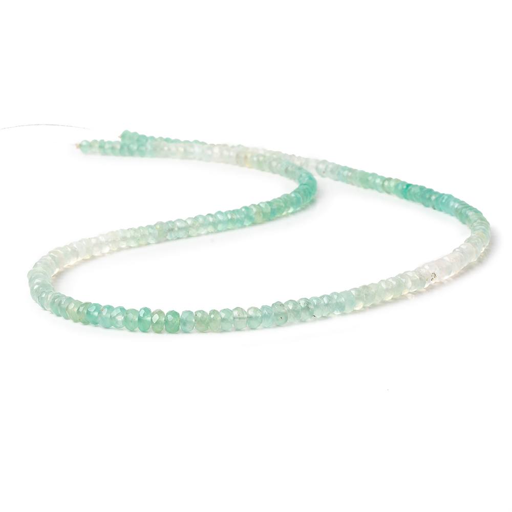3.5-4.5mm Aqua Green Chalcedony faceted rondelles 18 inches 185 beads AA