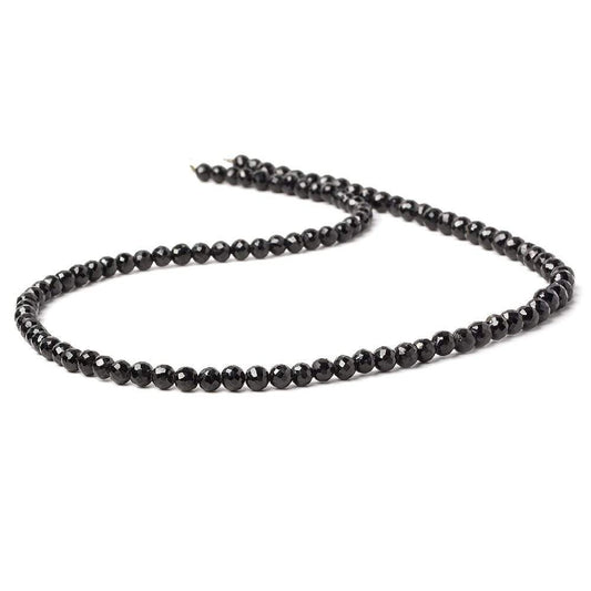 3.5-4.5mm Black Spinel Faceted Round Beads 16 inch 98 pieces