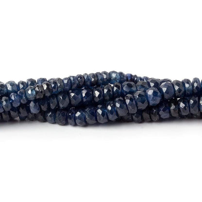 3.5-4.5mm Dark Blue Sapphire faceted rondelles 16 inches 210 beads AA