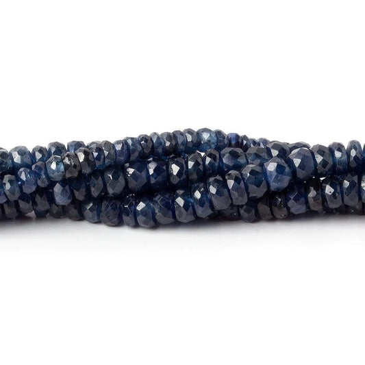 3.5-4.5mm Dark Blue Sapphire faceted rondelles 16 inches 210 beads AA