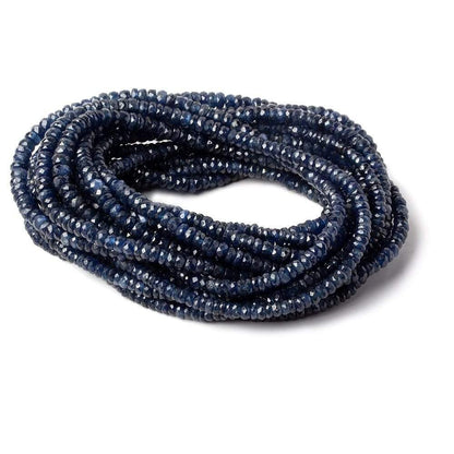 3.5-4.5mm Dark Blue Sapphire faceted rondelles 16 inches 210 beads AA