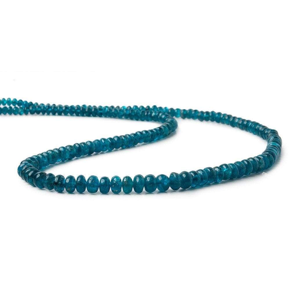 3.5-4.5mm Dark Neon Apatite Plain Rondelle 16 inch 140 beads AA
