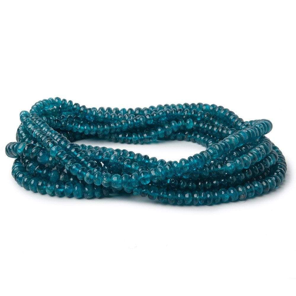 3.5-4.5mm Dark Neon Apatite Plain Rondelle 16 inch 140 beads AA