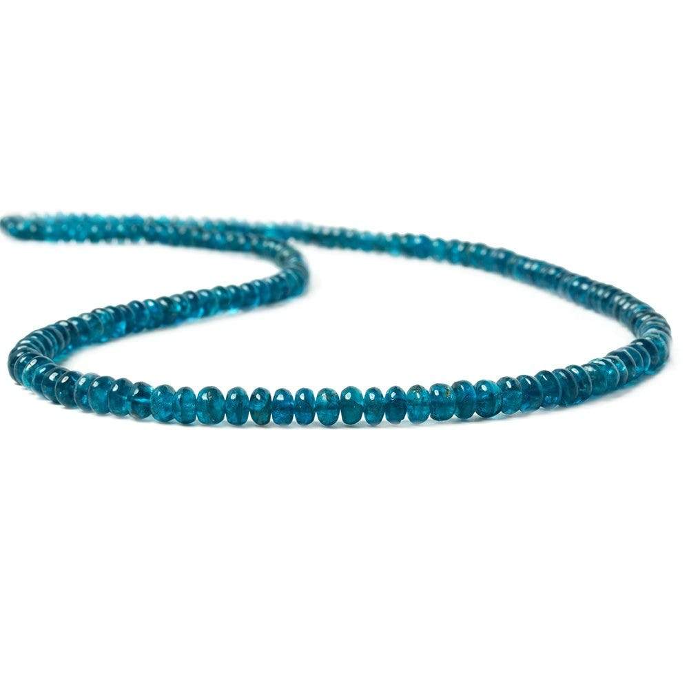 3.5-4.5mm Dark Neon Apatite Plain Rondelle 16 inch 140 beads AA