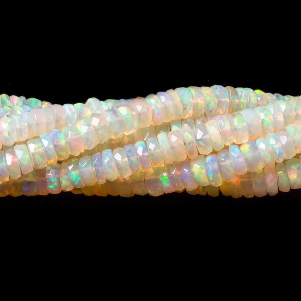 3.5-4.5mm Ethiopian Cream White Opal faceted heshi beads 16 inch 255 pieces
