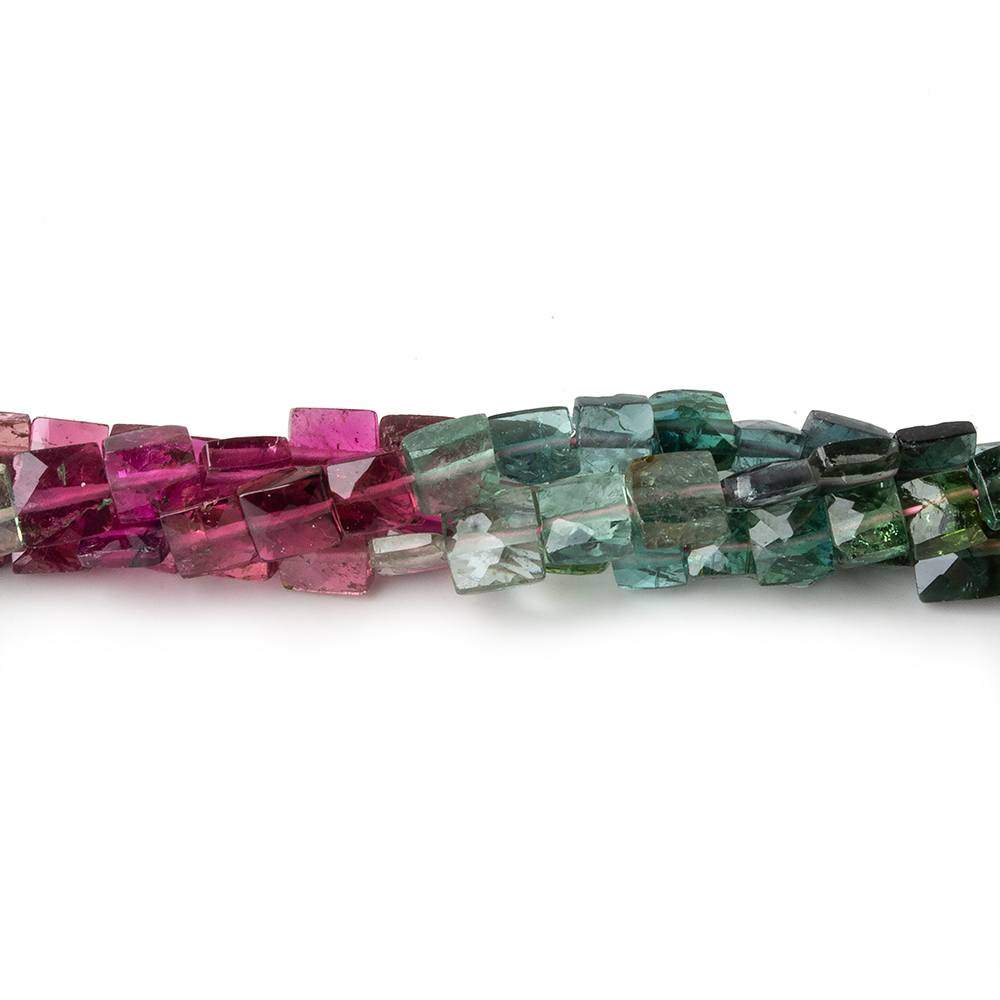 3.5-4.5mm Multi Color Tourmaline faceted Square Beads 14 inch 87 pieces