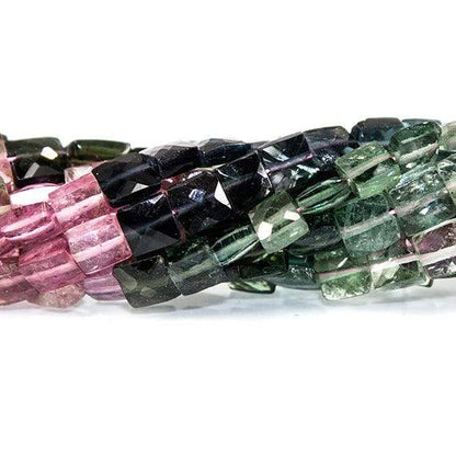 3.5-4.5mm Multi Color Tourmaline faceted Square Beads 14 inch 87 pieces