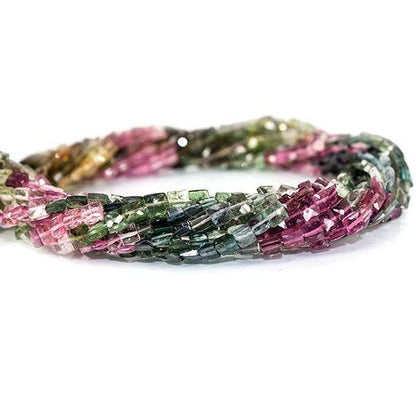 3.5-4.5mm Multi Color Tourmaline faceted Square Beads 14 inch 87 pieces