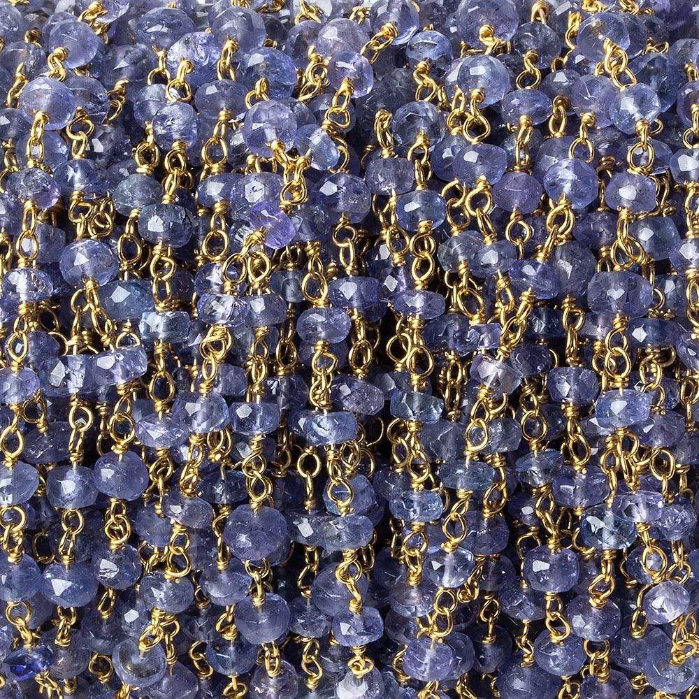 3.5-4.5mm Tanzanite faceted rondelle Vermeil Chain by the foot