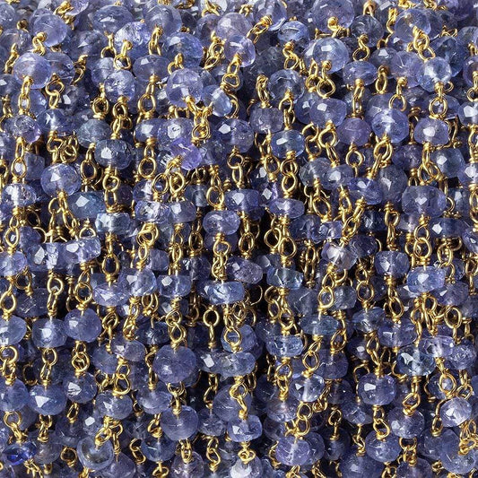 3.5-4.5mm Tanzanite faceted rondelle Vermeil Chain by the foot