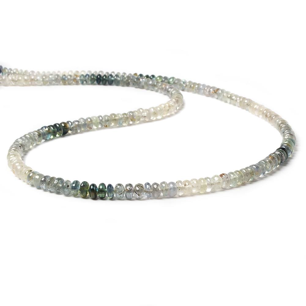 3.5-4.5mm White & Blue Sapphire plain rondelles 18 inch 200 beads